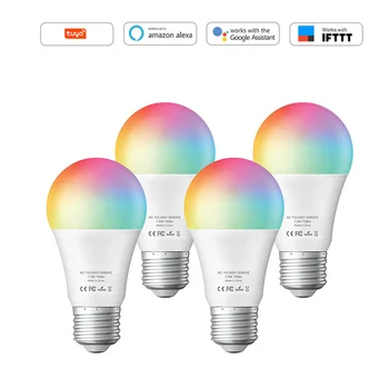 

4 Pack Smart Light Bulb, Daylight Multicolor Led Bulbs E26 7.5W 750Lm for Alexa, Echo, Google Home and IFTTT RGB Color Changing