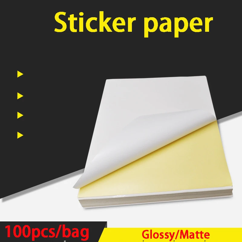 100 A4 Inkjet Laser Printer Paper Craft Copier Sticker Waterproof Label Sticker Glossy Matte Paper Thicker Printable Wood