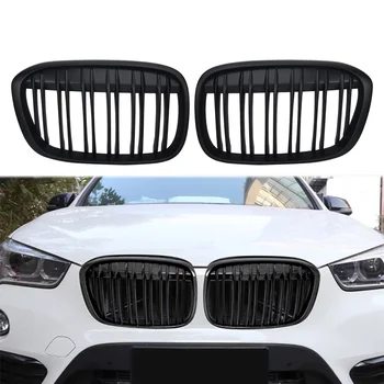 

Gloss Black Front Bumper Kidney Grille Racing Grill For BMW X1 F48 F49 2016-IN XDrive Double Line M Look 51117383363 51117383364