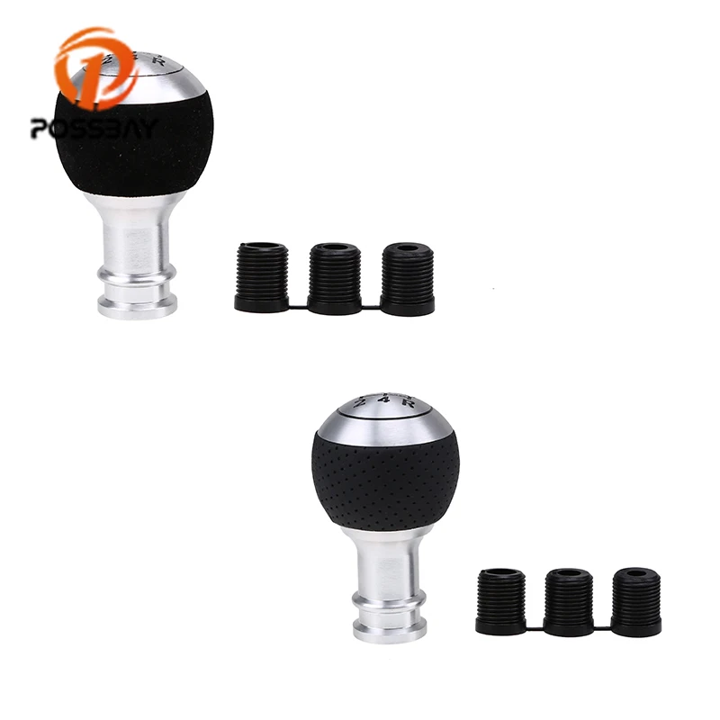 POSSBAY Aluminum 5 Speed Gear Knob Head Stick Shift Knob Ball With