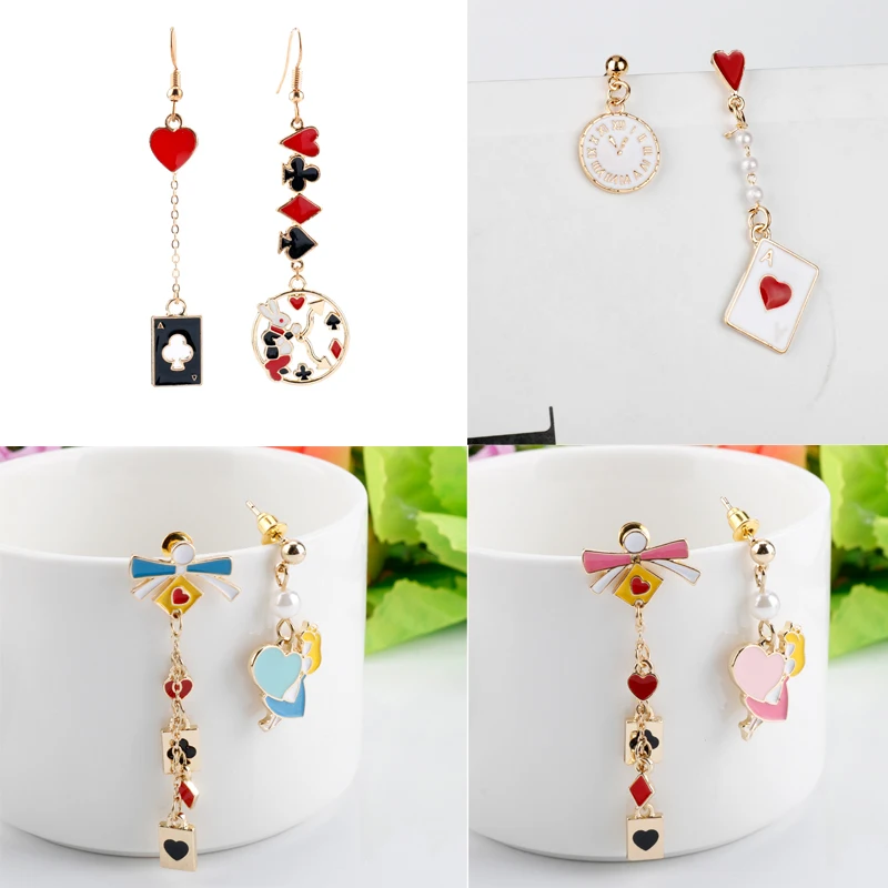 

Alice Asymmetric Long Earrings For Women Enamel Cardcaptor Sakura Pearl Drop Earrings Sailor Moon Statement Earring Gold Earring