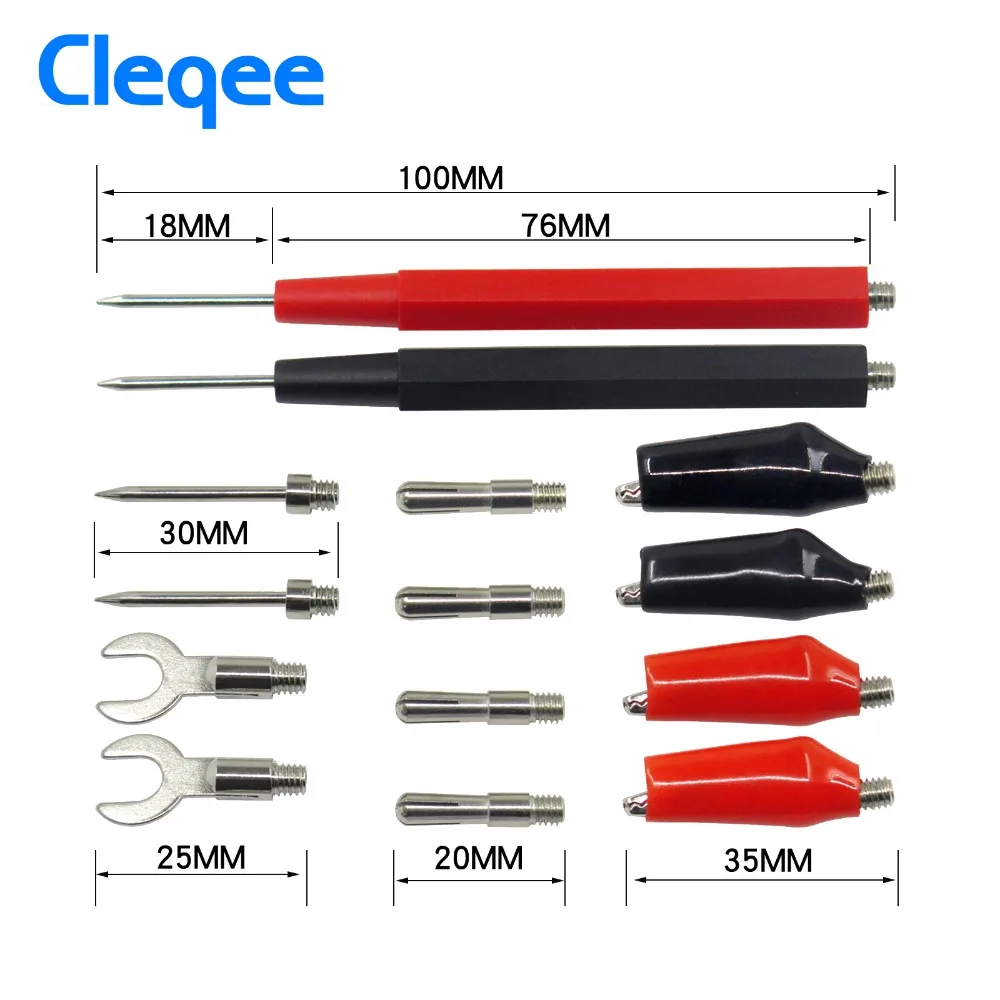 Cleqee P1500 набор тестовых проводов Сменные Тестовые провода зонды для цифрового мультиметра Тестовые провода зажимы типа крокодил u-зонд
