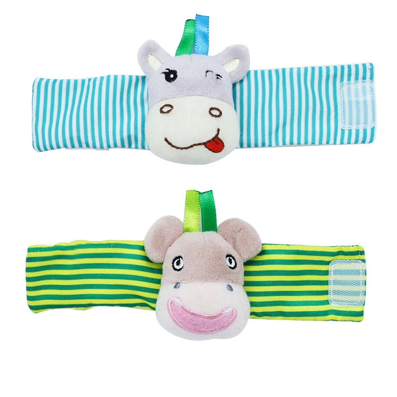 Cute Baby Newborn  Rattle Toy Soft Cartoon Animal Rattles Toys Children Infant Plush Wrist Rattles Baby Toy Hand Wrist Strap
