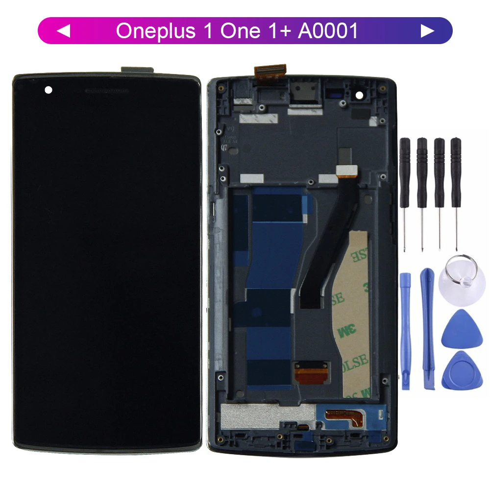 Goede Gratis Tools Voor Oneplus 1 Een 1 + A0001 Touch Screen Digitizer + Lcd scherm Vergadering Met Frame Vervanging