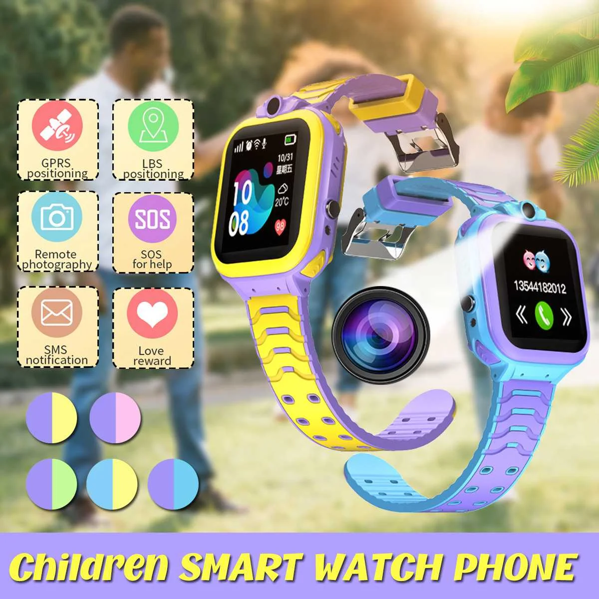 IPX7 Tief Wasserdicht Kinder GPS Smart Telefon Uhr Für Kinder Wasserdicht Uhr Telefon Baby Schwimme