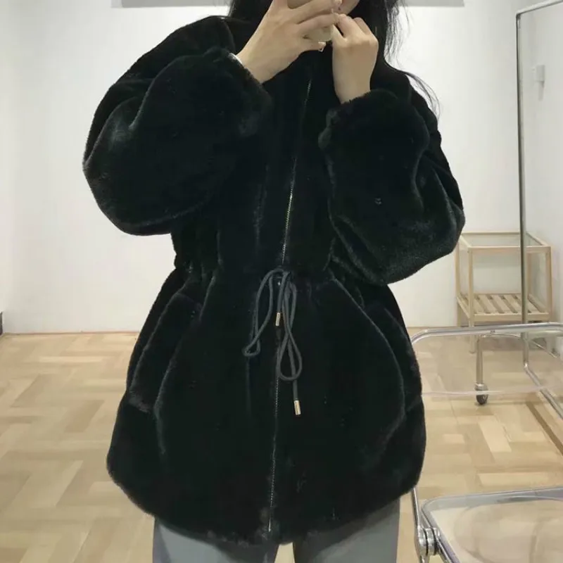 Thin black fur coat Clearance