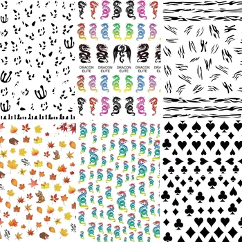 

1PCS Trend Nail Art Dragon Decals Maple Leaf Sticker Colorful Flowers 3D Nails Sticker Self- Adhesive Acrylic Decal TY235-YU78