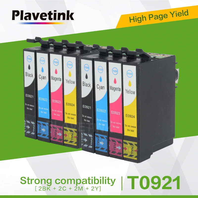 Картриджи Plavetink T0921/T0922/T0923/T0924 для принтера Epson Stylus C91/CX4300/T27 с чипом 2 комплекта |
