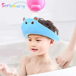 Shriymariy ajustável shampoo boné de banho do bebê viseira chuveiro para crianças urso dos desenhos animados à prova dwaterproof água orelha proteger cabeça capa chapéu criança