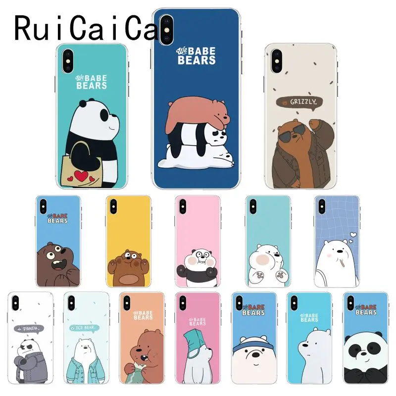 

Ruicaica We Bare Bears Cute Cartoon Coque Shell Phone Case for iPhone X XS MAX 6 6S 7 7plus 8 8Plus 5 5S XR 10 Cover