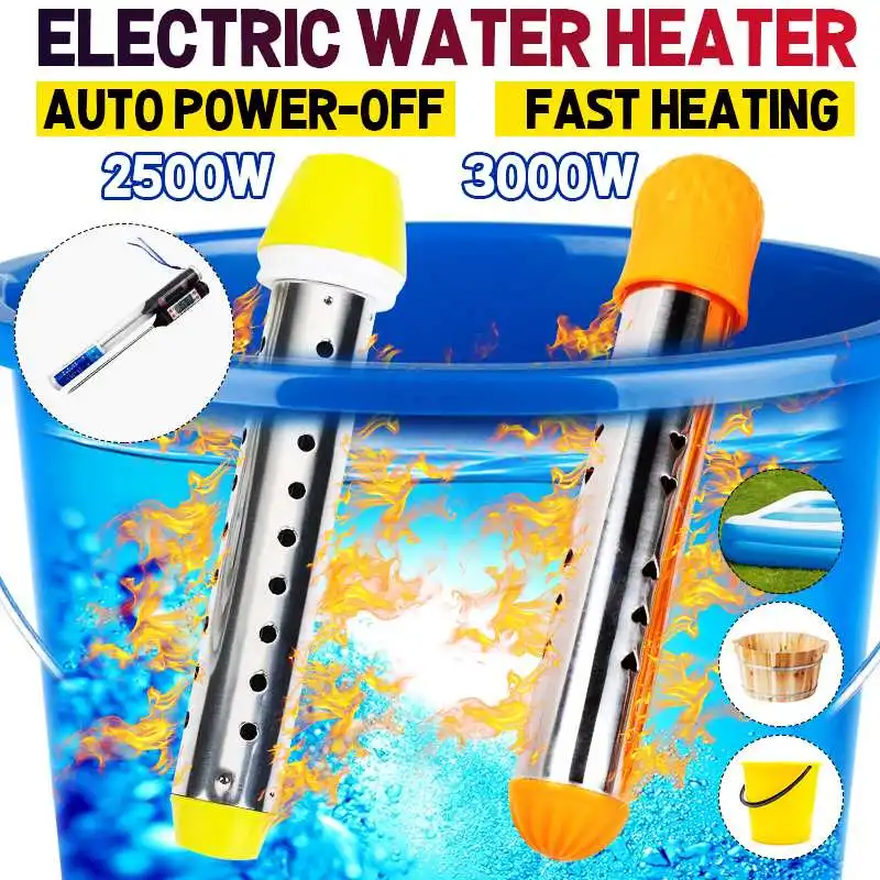 Calentador de agua eléctrico de 220V, caldera eléctrica flotante de acero inoxidable de 2500W, suspensión de inmersión portátil, para piscina de baño