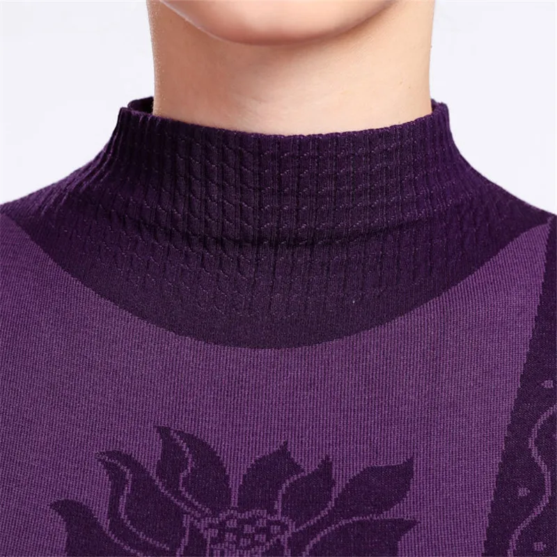 Fashion Printed Striped Women's Thermal Underwear Set Winter Turtleneck Cotton Long Johns Women thermo Clothing Pajamas