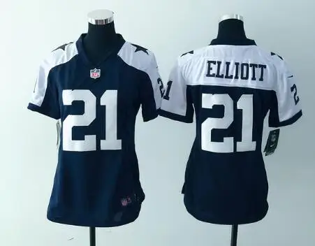 Небесно-голубой Stitiched, Dallas s Ezekiel Elliott для женщин Джерси - Цвет: Небесно-голубой
