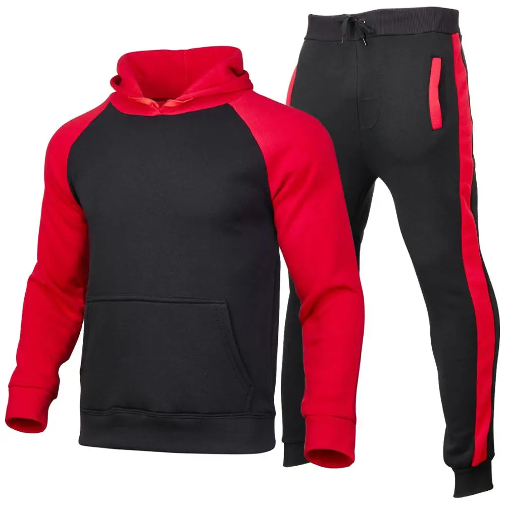 Hommes ensembles de vêtements sport 2020 automne hiver à capuche épais mâle survêtement 2 pièces sweat + pantalons|Толстовки и