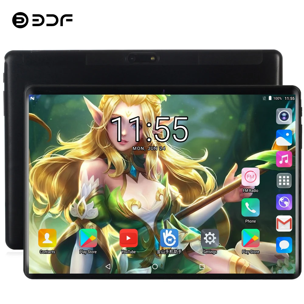 Kaufen BDF Update 10 Zoll Tablet Pc 4G Anruf 8 GB 128 GB Dual SIM Dual Kamera Android 9,0 Zehn Core Karte WiFi Bluetoot FM Tablet 10,1
