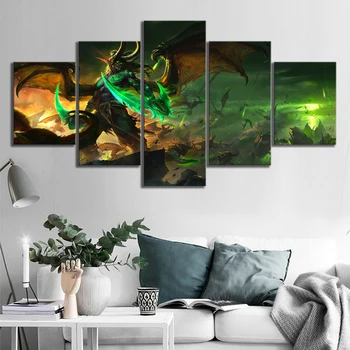 

5 Piece Video Game WOW DOTA 2 Painting Poster Decorative Mural Art Room Wall Decor Canvas Painting Wholesale