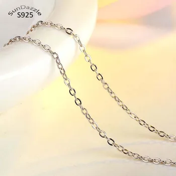 

1.0mm Genuine Real Pure Solid 925 Sterling Silver Chain Necklace for Women O Cross Basic Chains Fine Jewelry Female Necklace