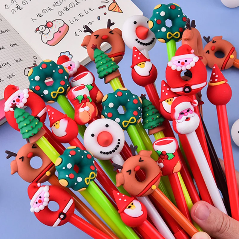 1PC Kawaii Christmas Writing Pens Santa Claus Cute Office School Gel Pen New Year Stationery for Students Friends Gift Pens