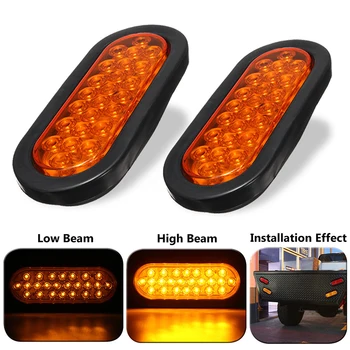 

2x 24 LED Oval Truck Trailer Stop Turn Tail Brake Light Side Marker Lamp Kit SET