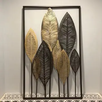 

Nordic Wrought Iron Leaves Soft Decoration Wall Hanging Metal Modern Minimalist Living Room Creative