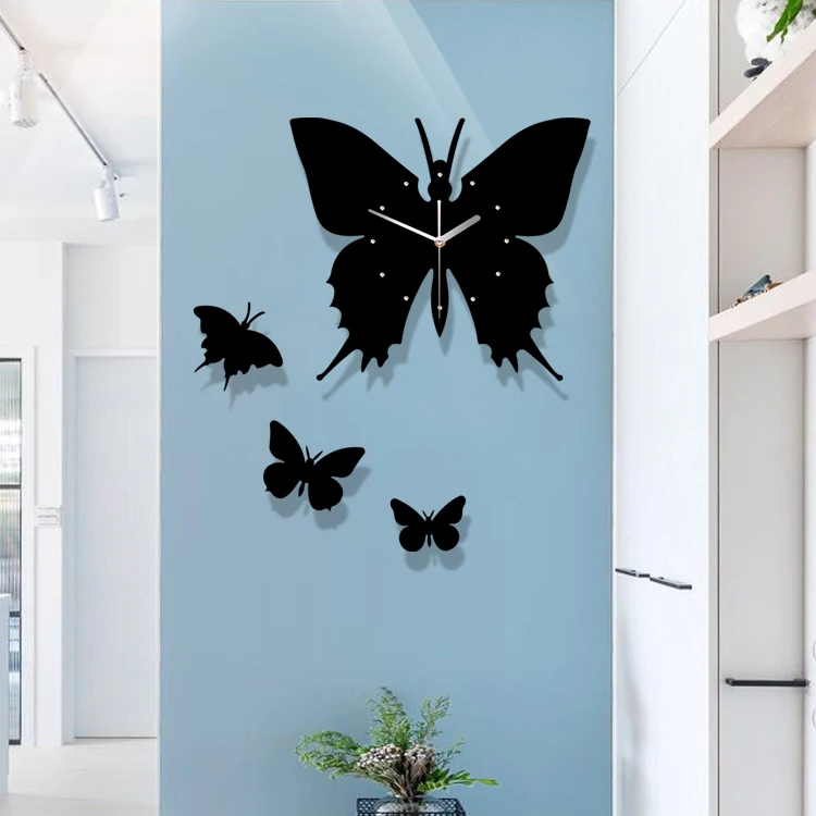 

Art Modern Wall Clock Silent Simple Creative Black Fashion Quartz Wall Clock Orologio Da Parete Bedroom Home Decoration MM60WC