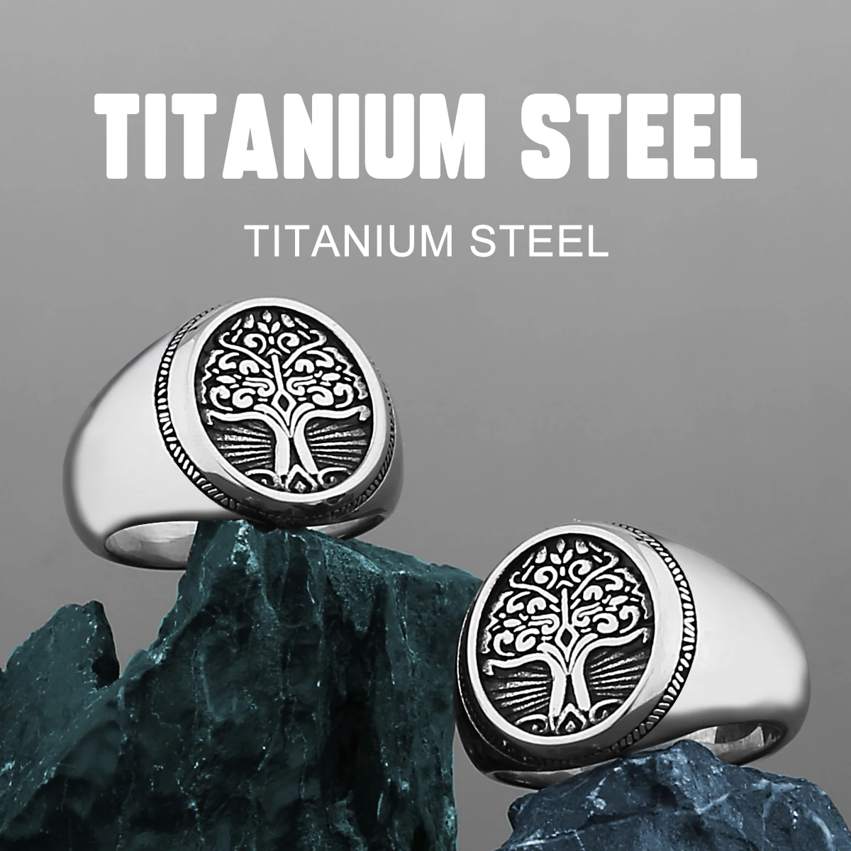 Jude Jewelers Tree Of Life Signet Ring - Stainless Steel, Round, Cubic Zirconia - View #3