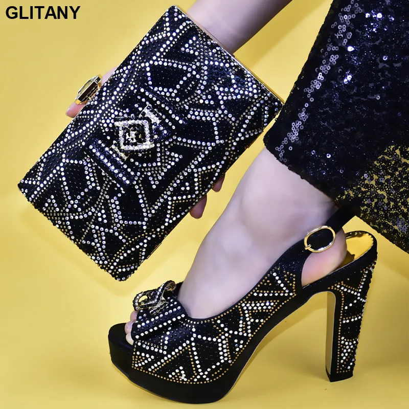 Latest Design African Wedding Italian Shoe and Bag Sets Ladies Women Shoes and Bag To Match for Parties Shoes Woman High Heel