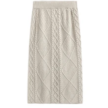 Дамы на осень-зиму теплые туфли из органической кожи в ретро-стиле средней длины вязаные шерстяные платья slim fit Обтягивающая одежда женские юбки