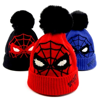 

New Cartoon SpiderMan Fashion Hats babys boys girls winter Warm wool kids hat Children Christmas gift