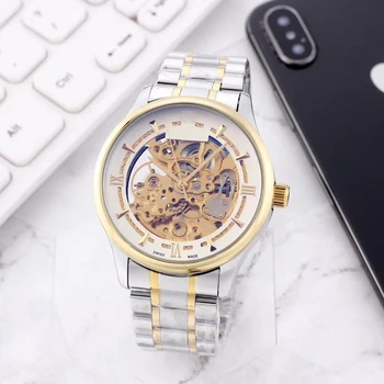 

FOSSIL Men Automatic Mechanical Movement Skeleton Watches Luxury Brand With Stainless Steel Strap Wrist Watch Clock 남자 시계
