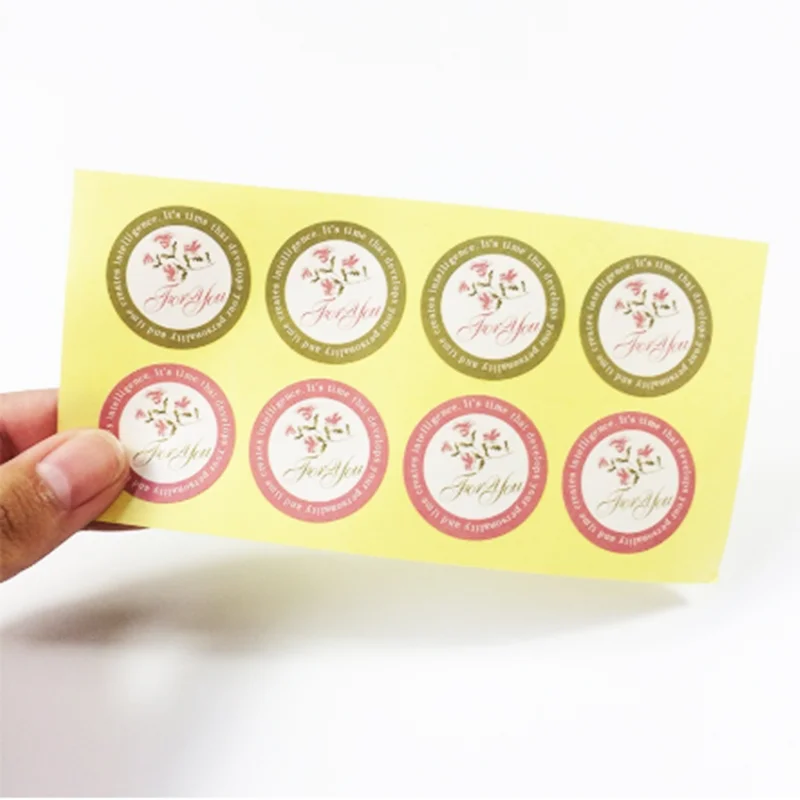 

400pcs/lot Vintage Pastoral pattern "For you" Circular Adhesive Kraft Seal Sticker for Baking Gift Label Stickers Funny DIY Work