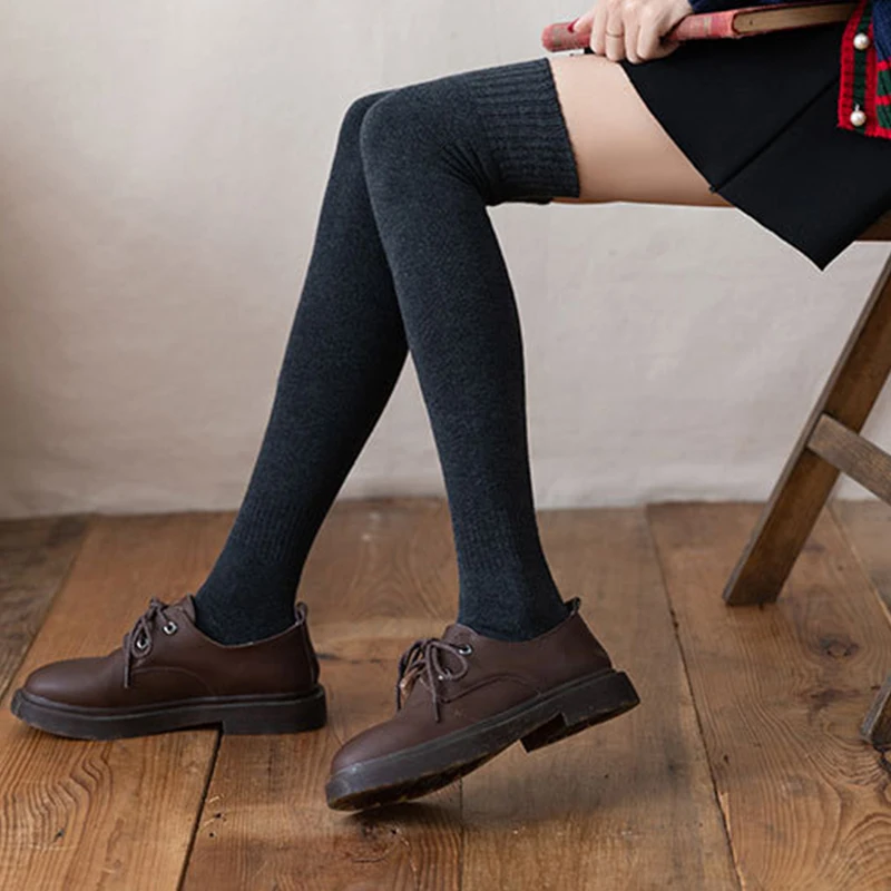 Calcetines largos de algodón para mujer, calcetín cálido encima de la rodilla, encima de rodilla|Medias| - AliExpress