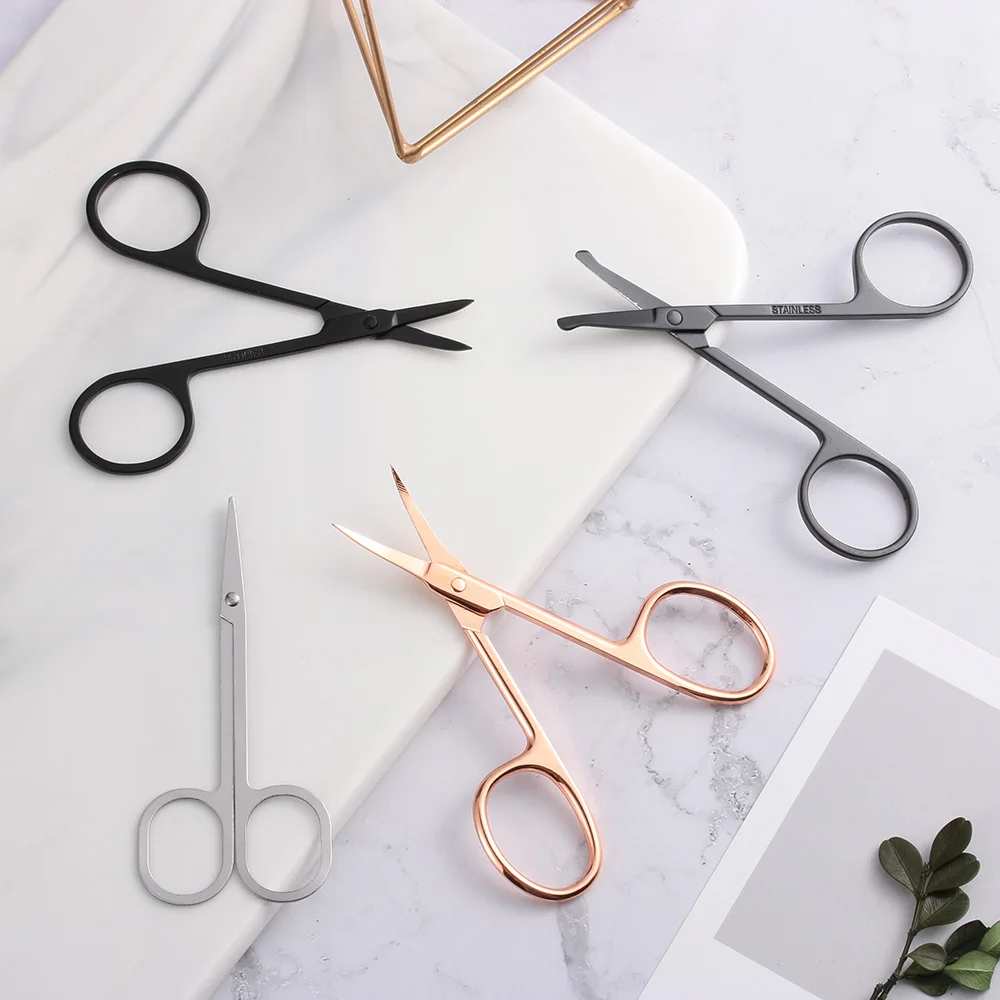 

1PC Eyebrow Scissor Eyebrow Trimmer Eyebrow Eyelashes Nose Hair Scissor Stainless Steel Manicure Scissors Cutter Nail Makeup