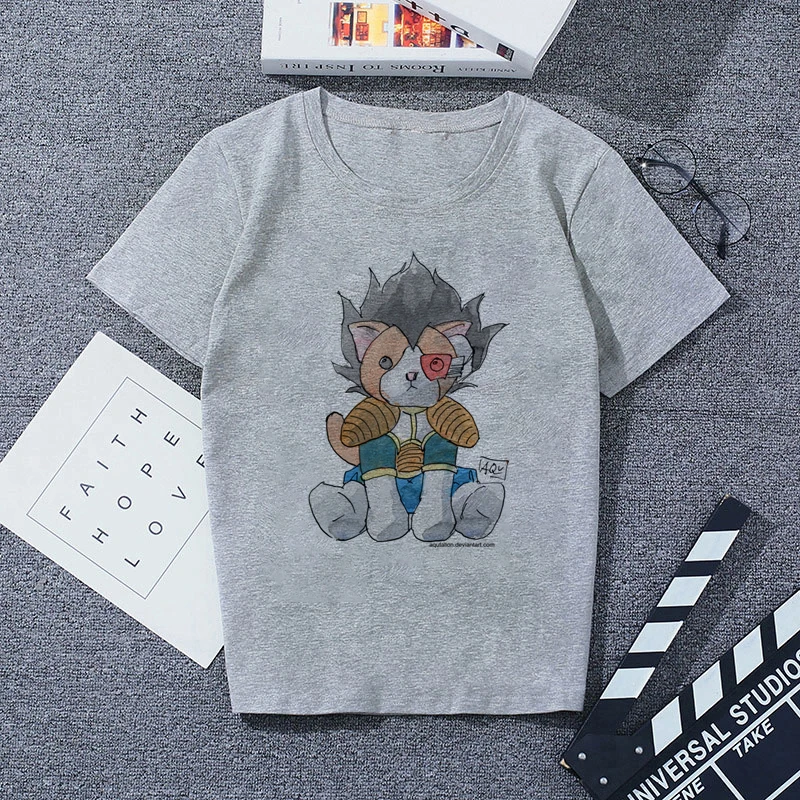 3031672 Футболка с принтом серая Повседневная Уличная мода футболки |