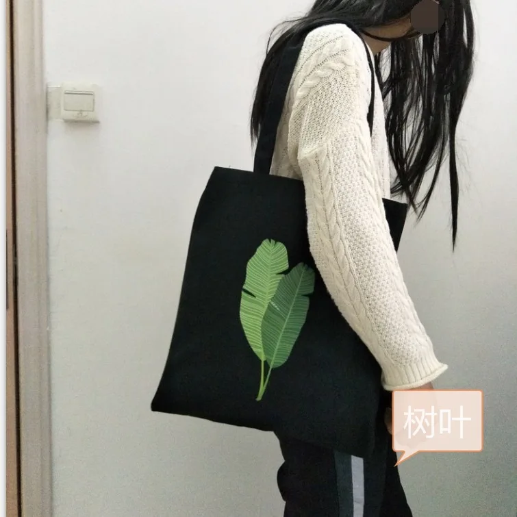 Женские холщовые сумки Экологичная многоразовая для покупок сумки с молнией складная сумка на плечо для девочек Студенческая Повседневная сумочка, сумка для женщин - Цвет: Черный