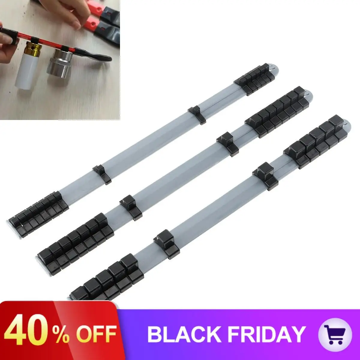 3pcs/set 1/4 3/8 1/2 Inch Plastic Portable Universal Socket Sleeve Seat Socket Holder with Fixed Holes for Socket Storage