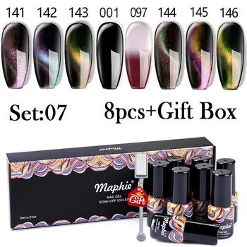 

Maphie 8Pcs/Lot Magic Cat Eye Gel Set With Gift Box Glitter Uv Nail Lacquer Varnish Temperature Change Color Gel Kit