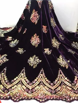

High quality sequin flannel fabric flannel fabric embroidery sequins african colombian style design dress evening dress fabric