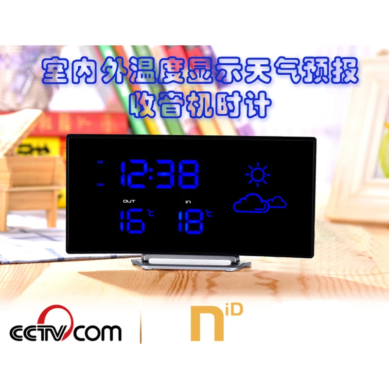 

Table Watch Timer Snooze Function Electronic Clock Digital LED Radio Thermometer Desk Alarm Clock Weather Forecast Plastic