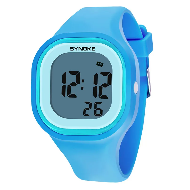 SYNOKE, мужские цифровые наручные часы, спортивный светодиодный Будильник, 50 м, водонепроницаемые, таймер, Женские электронные часы, Relogio Masculino - Цвет: Blue