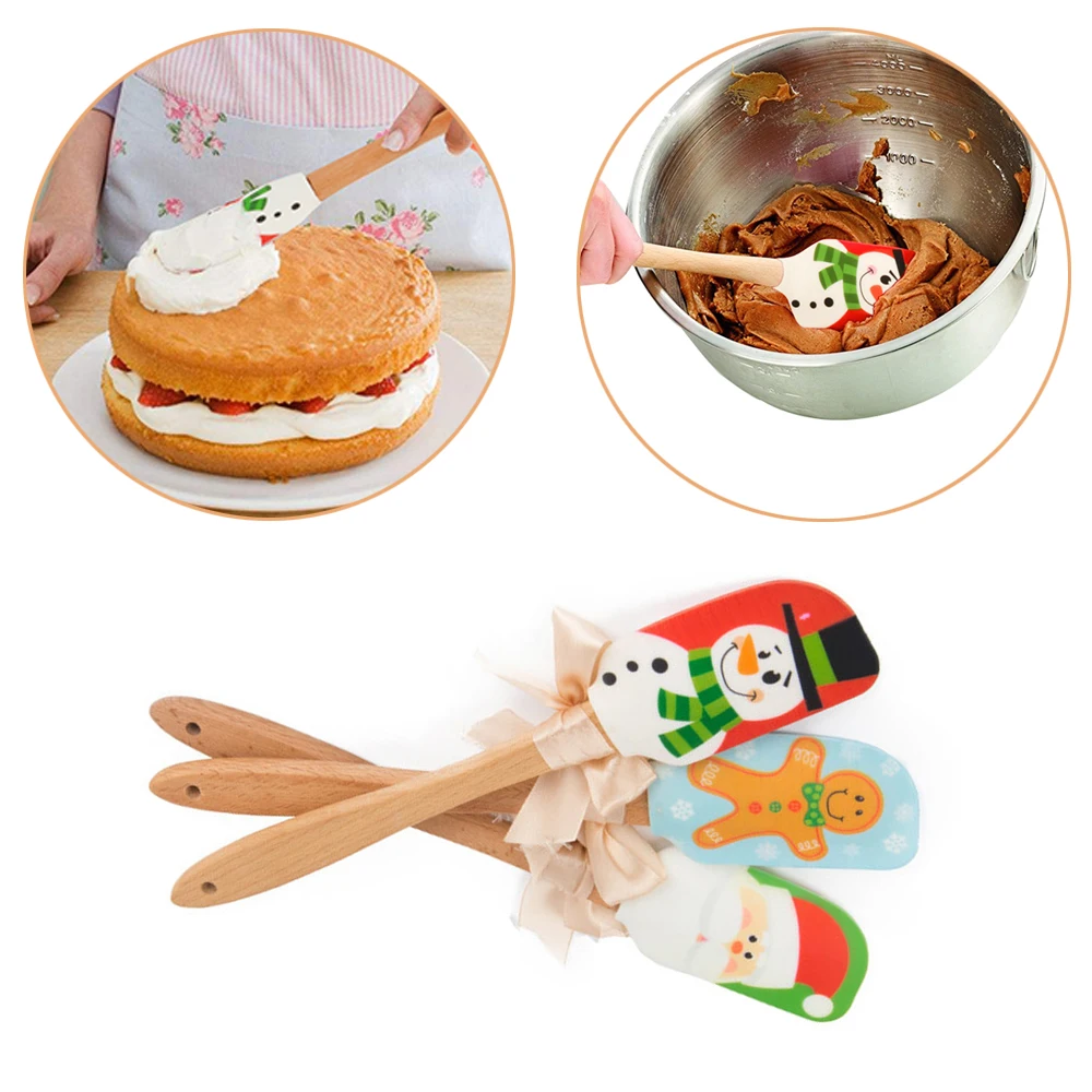  High Quality Christmas Patterns Silicone Butter Scraper Cake Cream Mixing Baking Tools Food Grade K