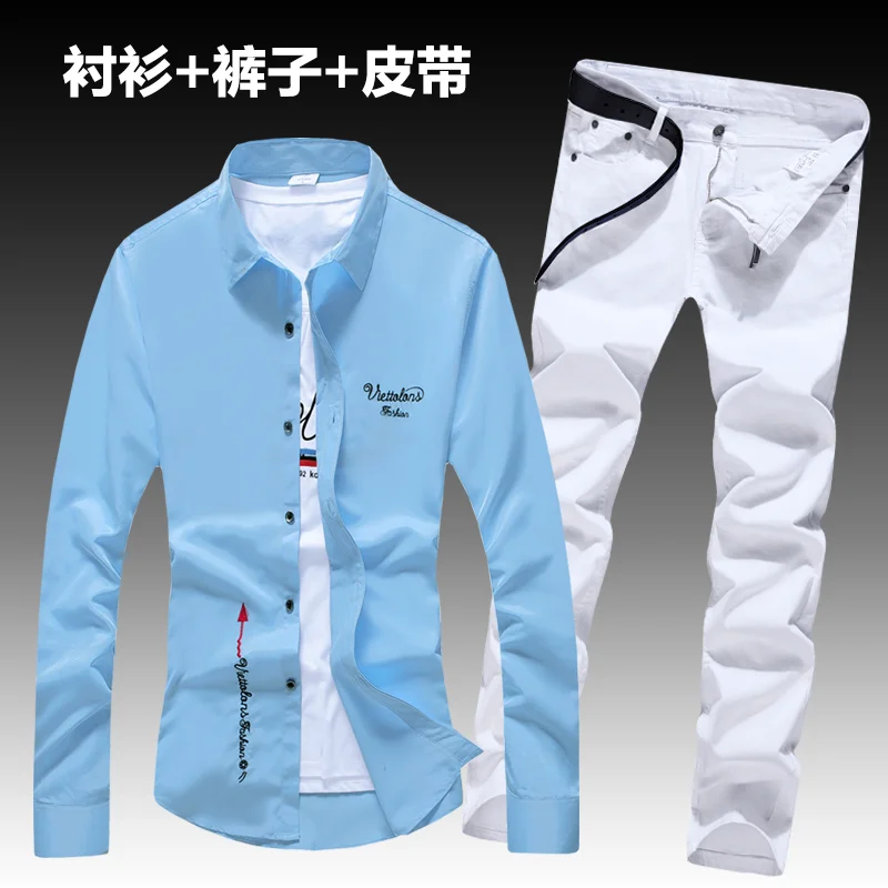 Mens Long Sleeve Shirt Pencil Pants 