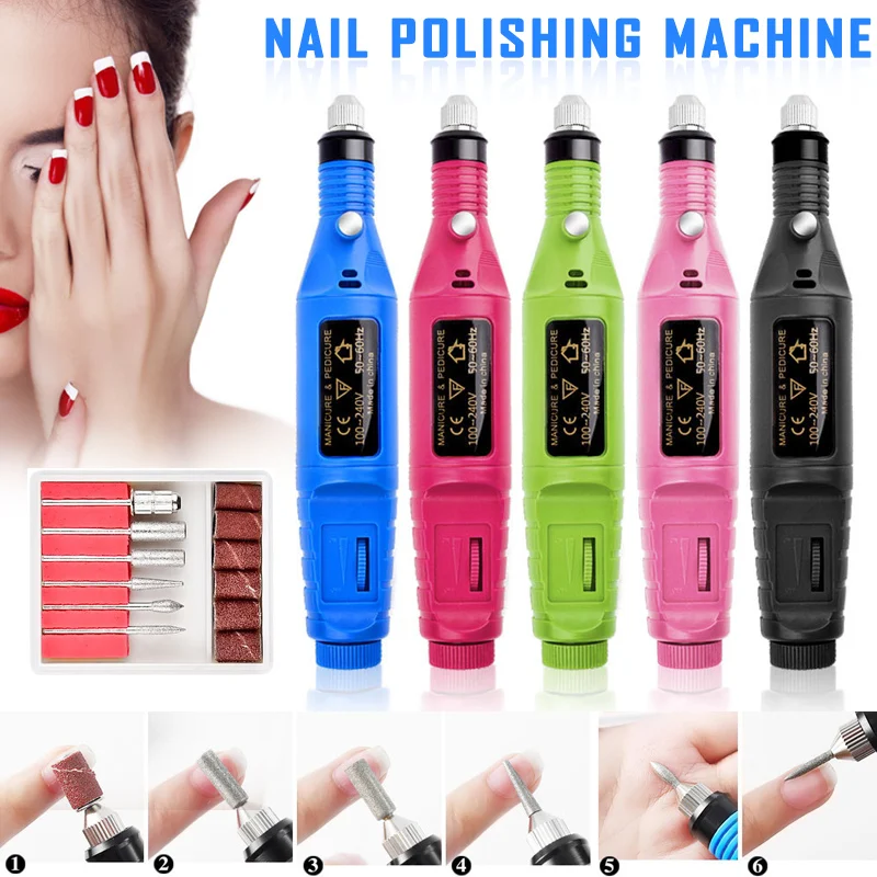 

Manicure Machine Electric Nail Drill Bit Set Mill Cutter Mini Nail Art Sanding File V9-Drop