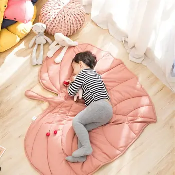 

OOTDTY Newborn Baby Cotton Carpet Blanket Soft Leaf Shape Crawling Play Mat Rug Kid Children Room Decoration
