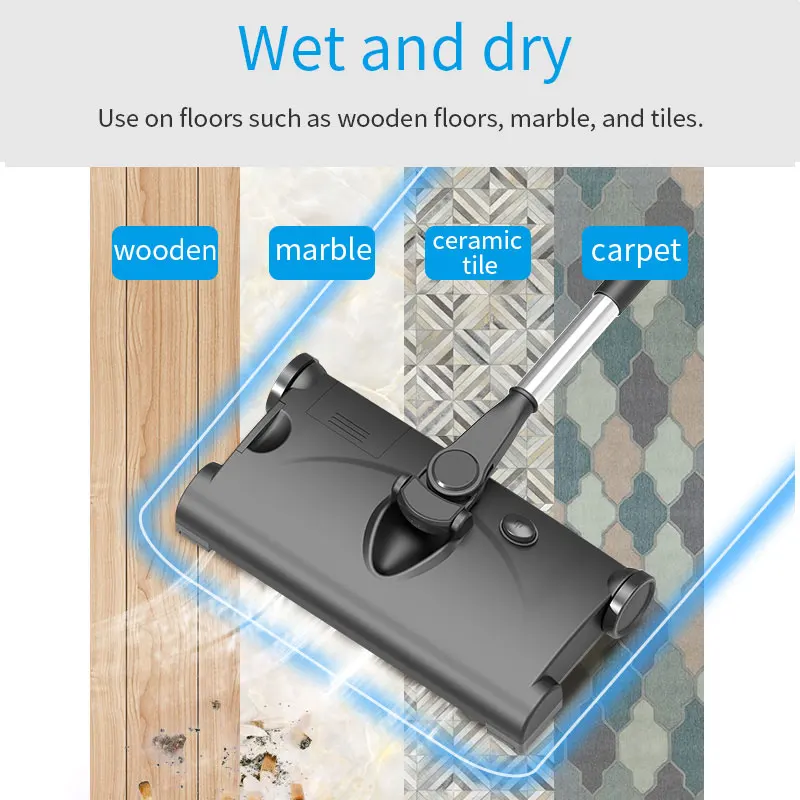  Hand Push Sweeper Floor Sweeper Clean Sweep Machine Creative 1200MAH ABS Mops Cleaner Cleaning Tool