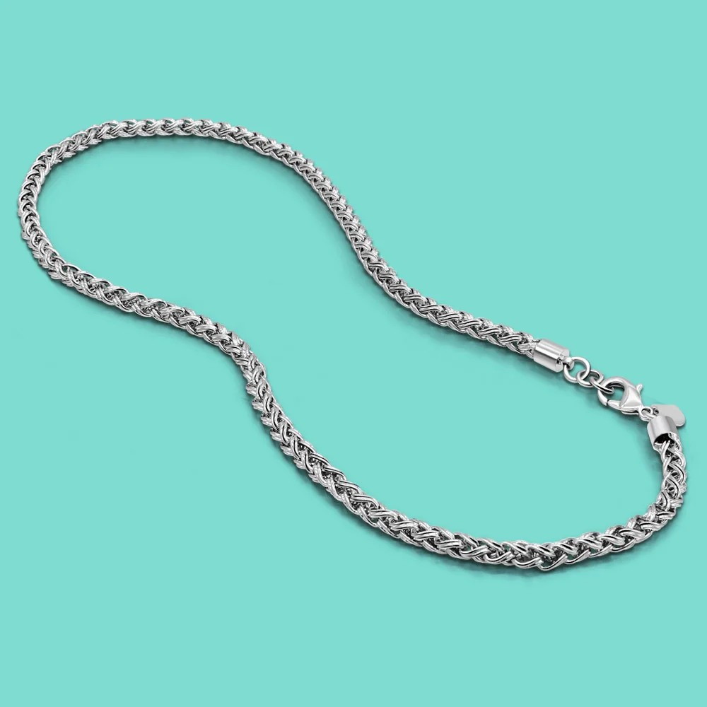 Модные мужские серебряные ювелирные изделия 925 Серебряное ожерелье тканый узор дизайн Твердый серебряный размер цепи 5mm51cm подарок на день рождения