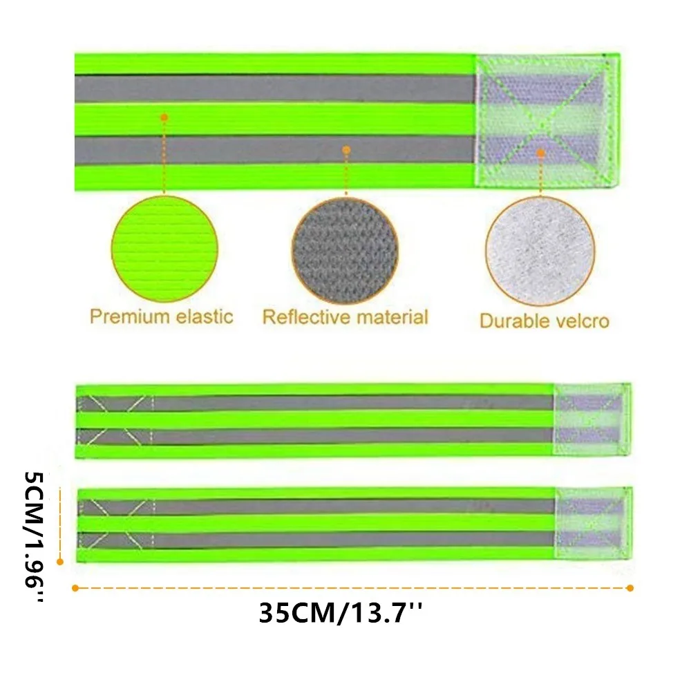 2Pcs Reflective Bands Safety Flashing Armband Belt Glow in the dark Bracelet for Night Jogging Walking Biking Cycling Running 2Pcs Reflective Bands Safety Flashing Armband Belt Glow in the dark Bracelet for Night Jogging Walking Biking Cycling Running