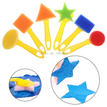 

6Pcs DIY Wooden Sponge Graffiti Painting Brushes for Kids Drawing Toys Kindergarten Early Educational Gift Stationery Supplies
