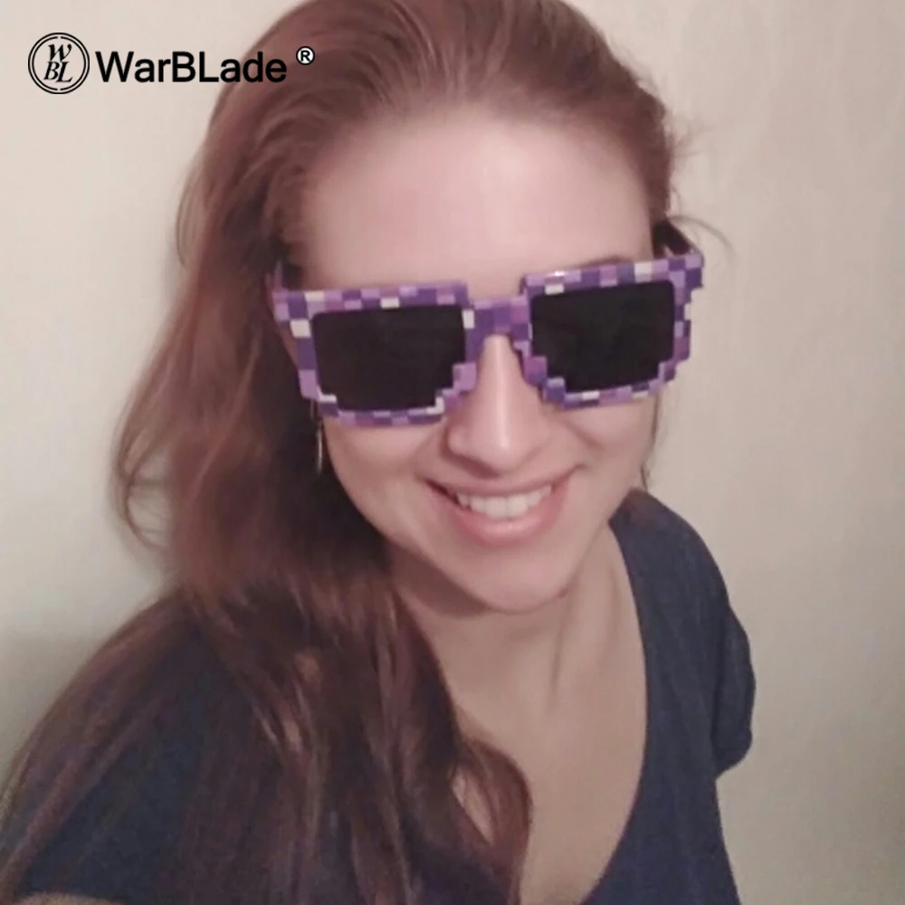 WarBLade новые модные очки для взрослых и детей, 8 бит пикселей, женские и мужские солнцезащитные очки, новинка, мозаичные очки, мозаичные солнцезащитные очки для мальчиков и девочек