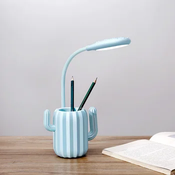 

Multi-Use Cactus LED Folding Desk Lamp 1200mA USB Charging Touch Switch Table Lights Student Night Light With Pen Storage Holder